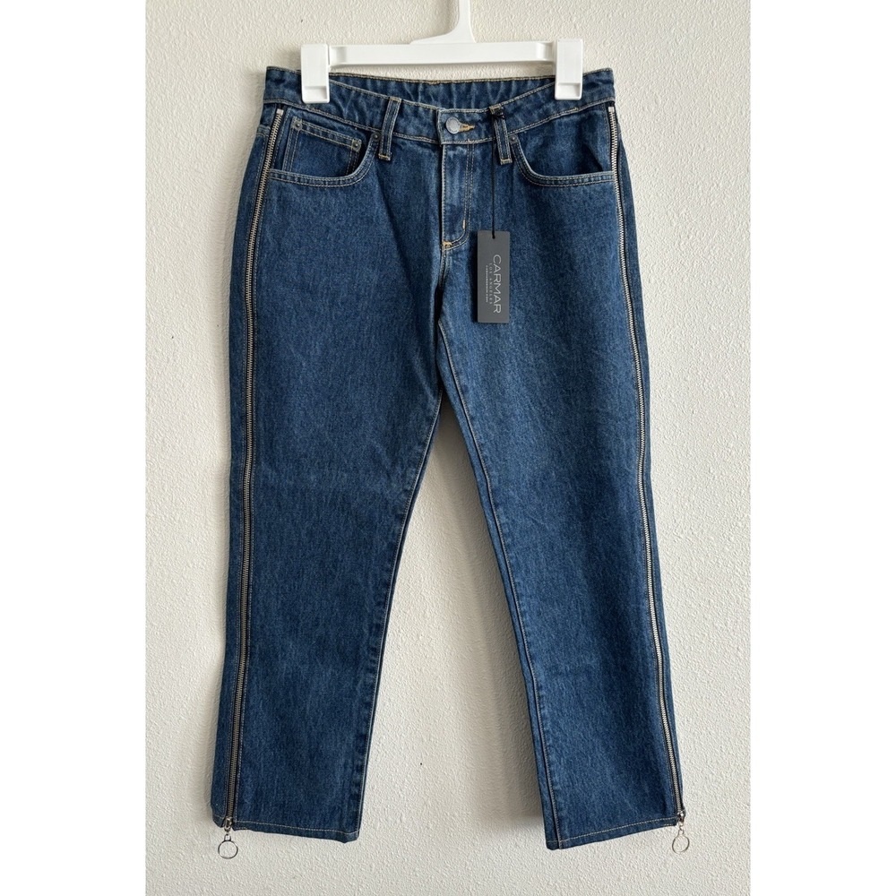 Carmar Desdemona Mid Rise Relaxed Fit Ankle Length Zip Side Jeans Size 27 NWT